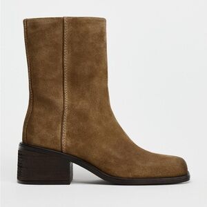 ZARA TOPSTITCH SUEDE ANKLE BOOTS - SIZE 7.5 - NEW WITH TAGS